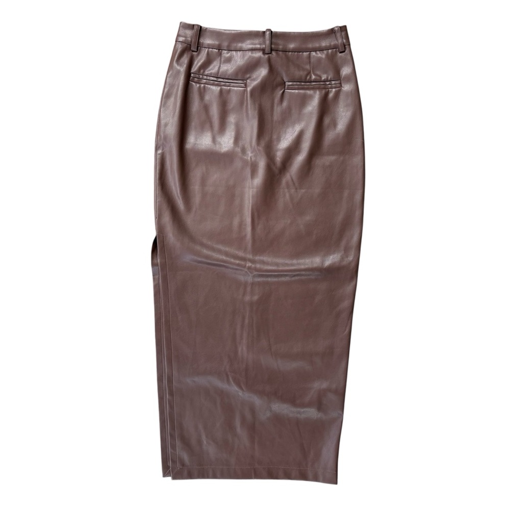 NWT OW Collection Amara Brown Faux Leather Modi Slit Skirt Size Small - Picture 9 of 9